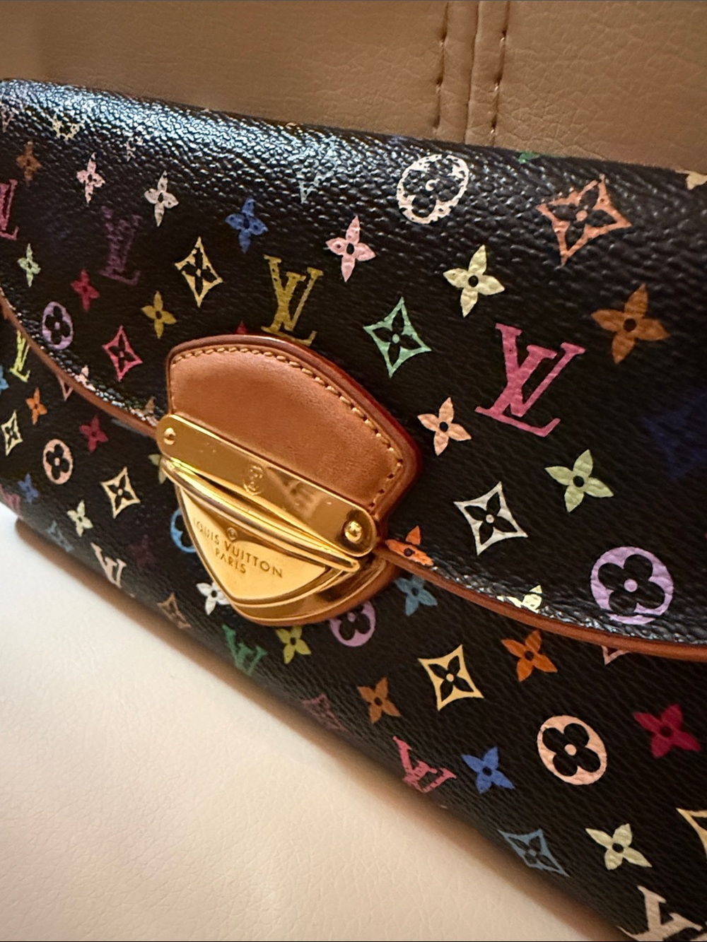 Louis Vuitton Vintage Black Multicolor Eugenie Monogram Wallet w/ Gold Hardware - Picture 10 of 10